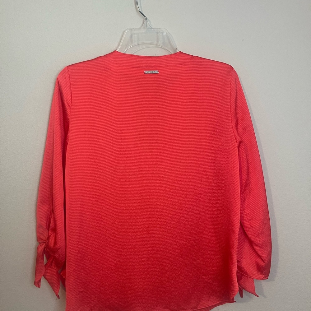 Michael Michael Kors Solid Satin Tie Top Geranium Size S - Picture 4 of 11